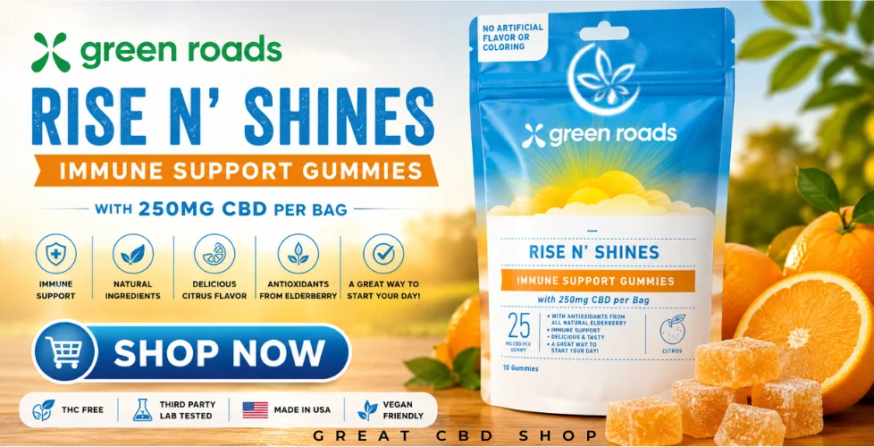 Green Roads Rise N’ Shines Immune Support Gummies 250mg