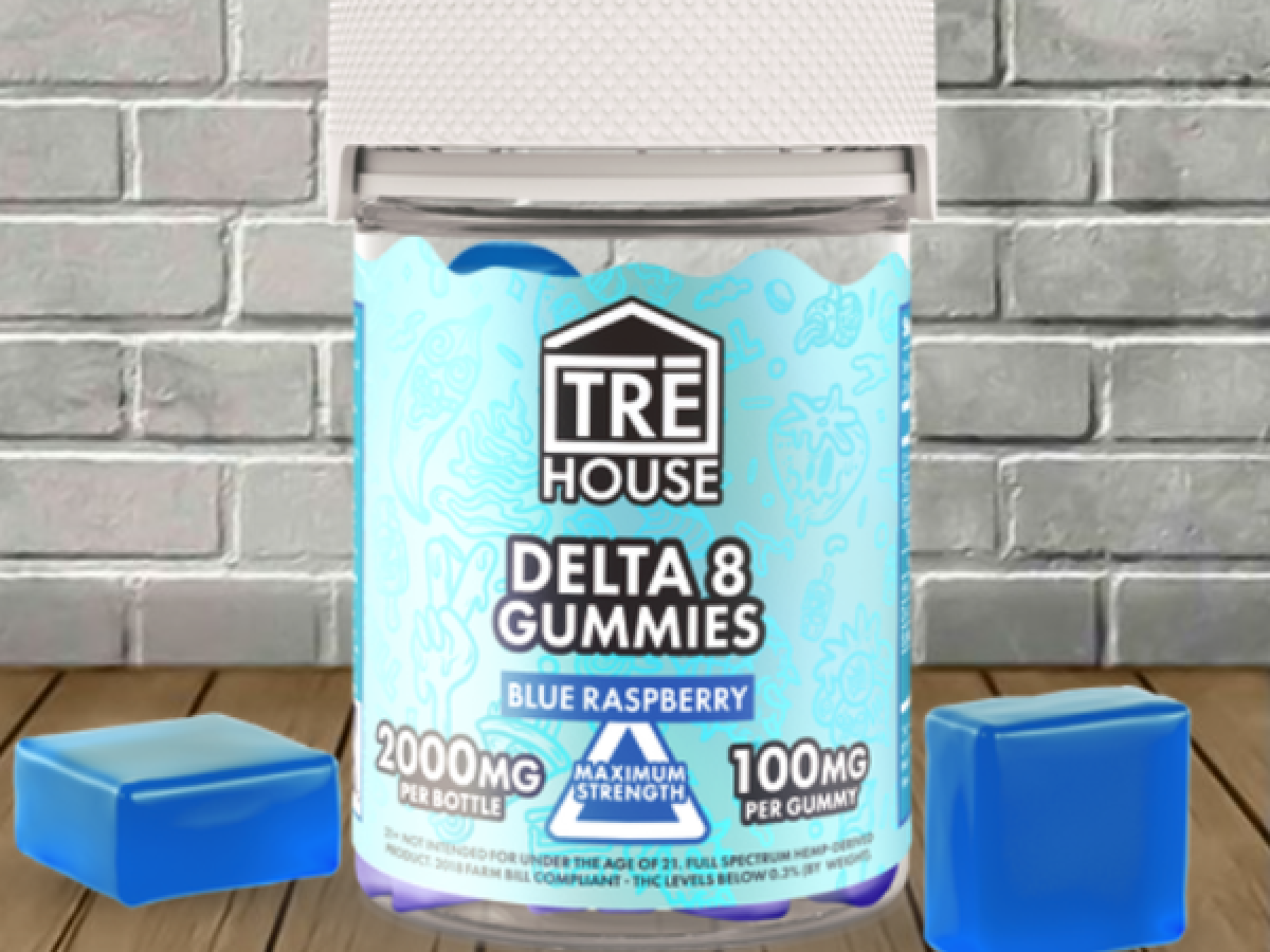 Tre House High-Potency Delta 8 THC Gummies 2000mg Blue Raspberry