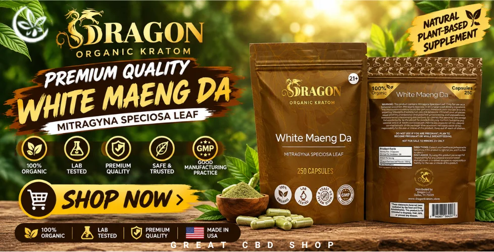 Dragon Organic White Maeng Da Kratom Capsules
