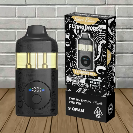 Flying Horse Stoner Blend Black Edition Disposable 9g-Diamond Sweet -- Sativa + Hawaiian Breeze -- Indica -- DISPOSABLE