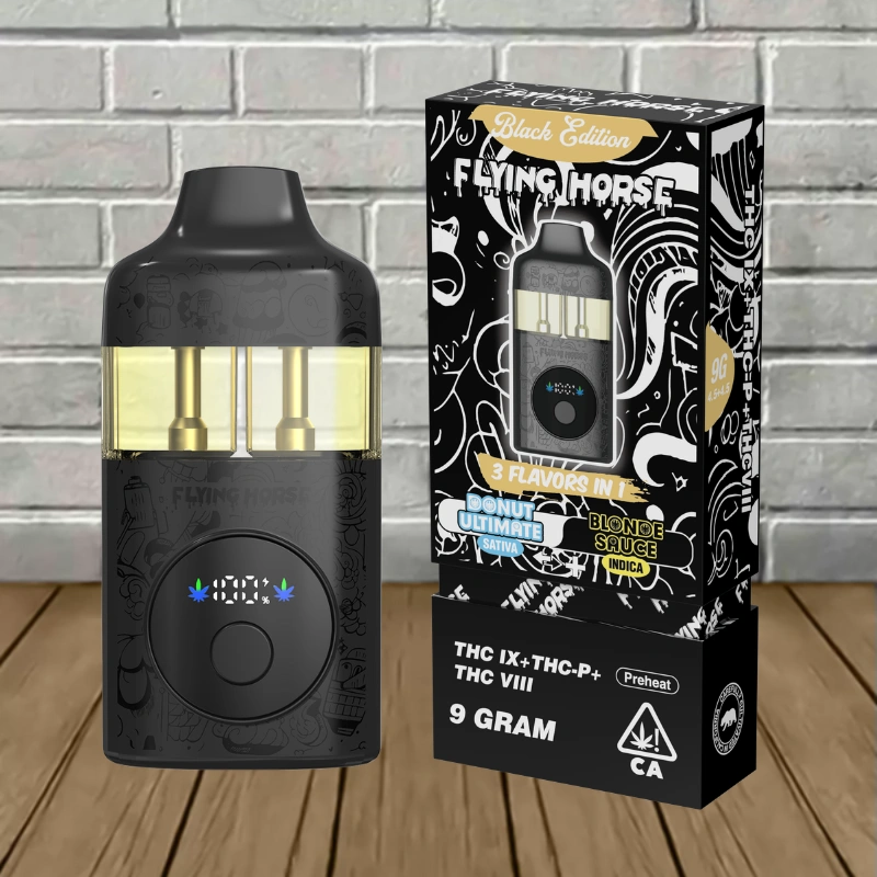 Flying Horse Stoner Blend Black Edition Disposable 9g-Donut Ultimate -- Sativa + Blonde Sauce -- Indica -- DISPOSABLE