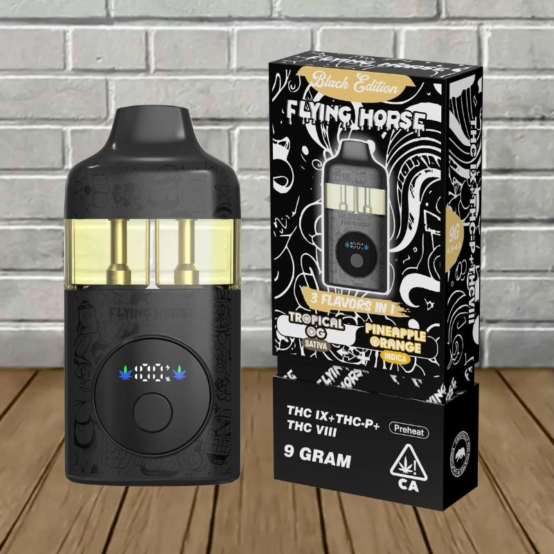 Flying Horse Stoner Blend Black Edition Disposable 9g-Tropical OG -- Sativa + Pineapple Orange -- Indica -- DISPOSABLE