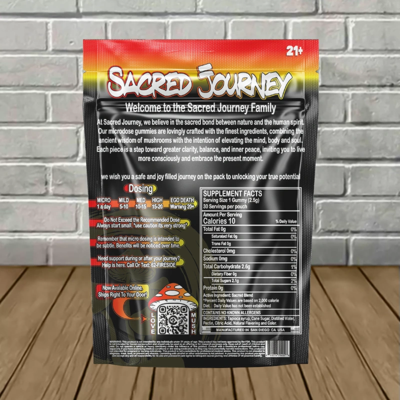 Sacred Journey Magic Mushroom Gummies 30ct -Pineapple Mango -- 30ct Single Pack-back
