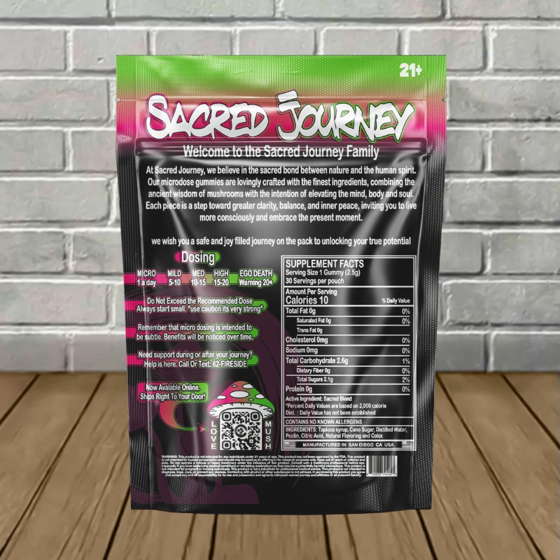 Sacred Journey Magic Mushroom Gummies 30ct -Sour Watermelon -- 30ct Single Pack-back