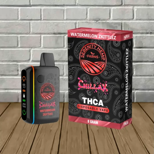 hhc+thca watermelon zkittles disposable vape for sale Serenity Hemp Farms Chillax THCa Disposable Vape 8g
