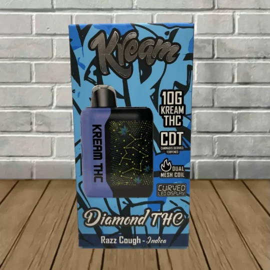 keef vapes blue diamond Kream THC Blend Disposable 10g sour Flavor:Mexican Mango Ice BREEZE PRO BUBBLE GUM