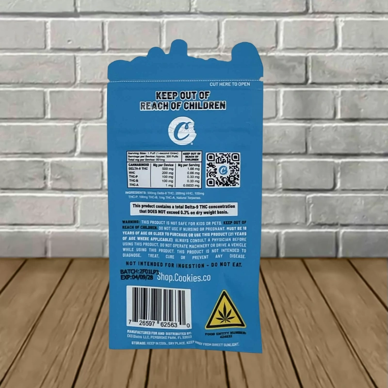 Cookies THC Blend Live Terpenes 1g Vape Cartridge-back