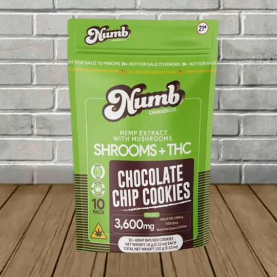 Numb Shrooms Delta 8 THCp Cookies 3600mg-Chocolate Chip Cookies