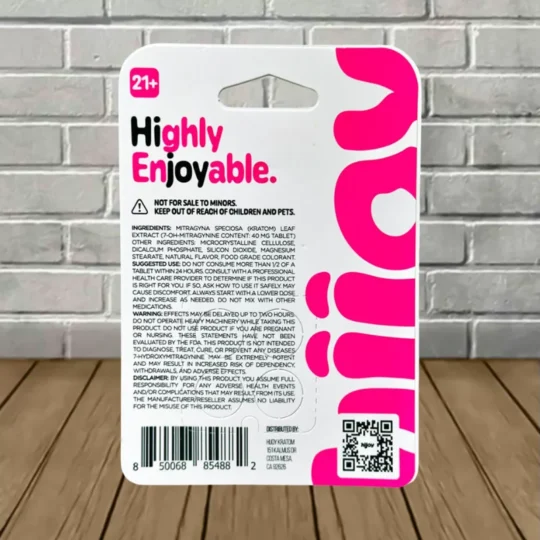 Hijoy 7- Hydroxy Extra Strength 40mg Tablets Strawberry -- 4ct Blister Pack Supplement Facts