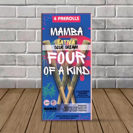 Mamba Madness Four Of A Kind Full Spectrum THCa Pre-Rolls 8g Blue Dream (Sativa)