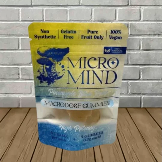 Micro Mind High Potency Macrodose Mushroom Gummies 5ct Pineapple Blue Razz