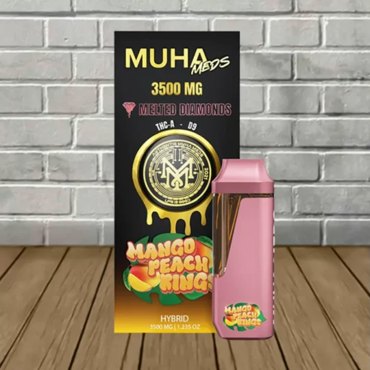 Muha Meds Melted Diamonds THCa Disposable 3.5g Mango Peach Rings -- Hybrid -- DISPOSABLE