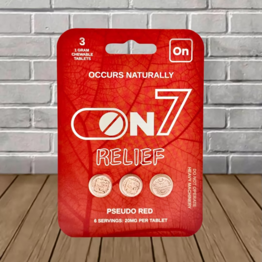 On7 Pseudo Red Relief Chewable Extract Tablets 3ct Strawberry