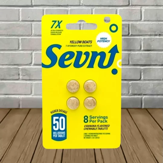 Sevn Ultra Strength 7-Hydroxy Chewable Extract Tablets 4ct Yellow Boats (Banana)