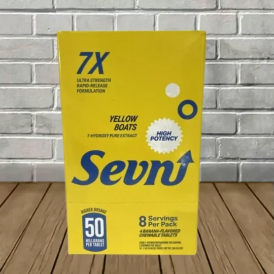 Sevn Ultra Strength 7-Hydroxy Chewable Extract Tablets Full Case 10ct Yellow Boats (Banana)