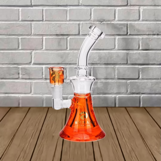 Tsunami 10' Glass Curved Neck Freezable Glycerine Water Pipe Orange