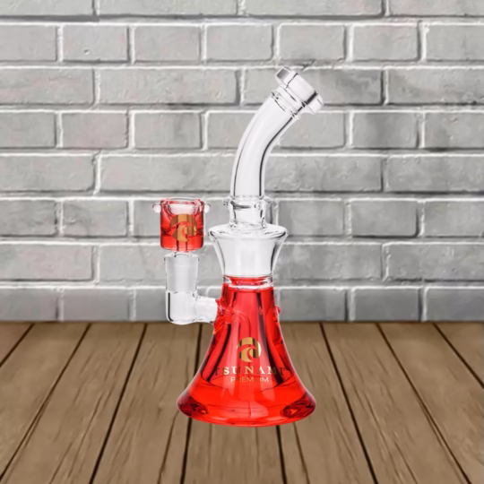 Tsunami 10' Glass Curved Neck Freezable Glycerine Water Pipe Red