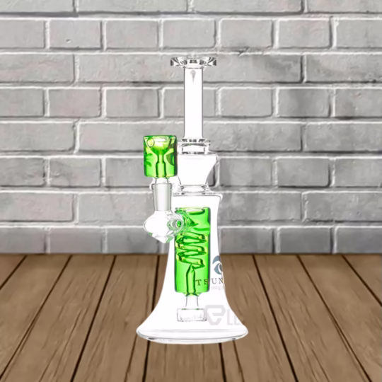 Tsunami 8' Glass Swirl Edition Freezable Glycerine Water Pipe Green