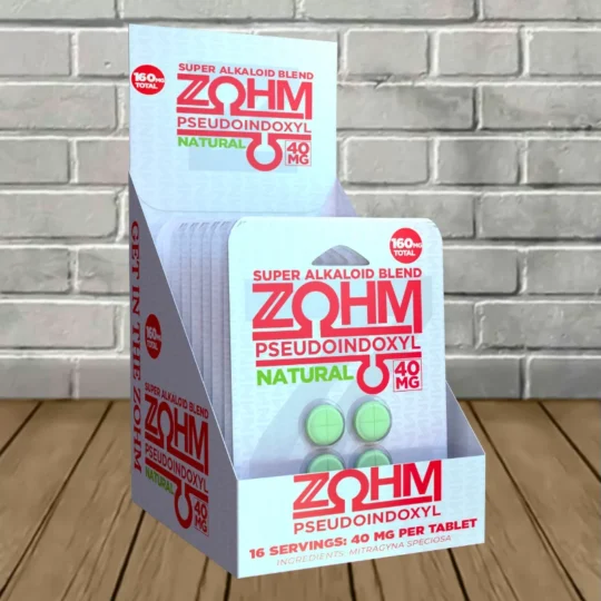 Zohm Pseudoindoxyl 40mg Bulk CASE DEAL Natural (10 Blister Packs=40 Tablets) Blister Pack Case