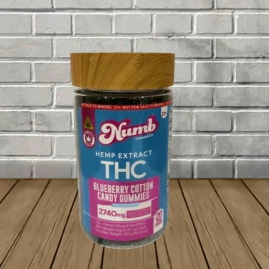 Numb Cannabis Co Delta 8 THC + Delta 9 THC Gummies 2740mg Blueberry Cotton Candy