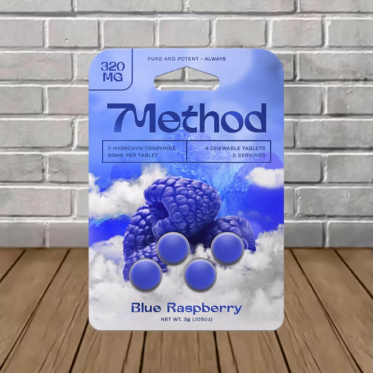 7Method 7-Hydroxymitragynine Tablets 320mg - Blue Raspberry -- 4ct Blister Pack