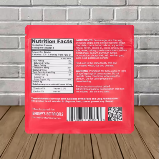 Barney's Botanticals Delta 9 THC Brownies 320mg Nutrition Facts