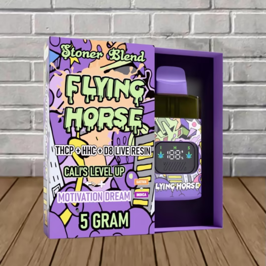 Flying Horse Stoner Blend THCp + HHC + D8 Disposable Vape - 5g - Cali's Level Up -- Sativa + Motivation Dream -- Indica DISPOSABLE