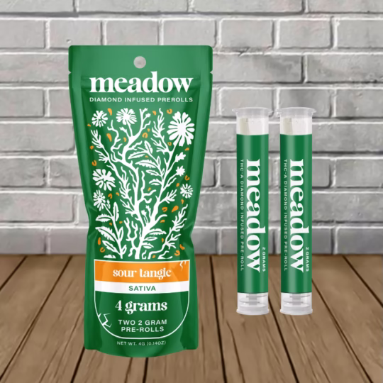 Meadow THCa Diamond Infused Prerolls 2g x 2ct Sour Tangie -- Sativa