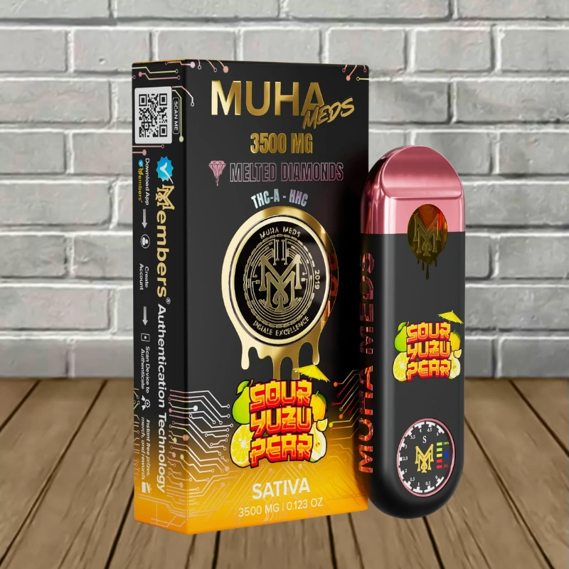 Muha Meds Melted Diamonds THCa Disposable 3.5g-Sour Yuzu Pear -- Sativa -- DISPOSABLE
