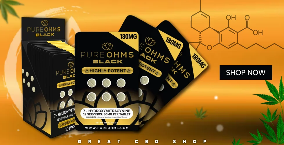 Pure Ohms Black 7-Hydroxymitragynine Extract Tablets 6ct