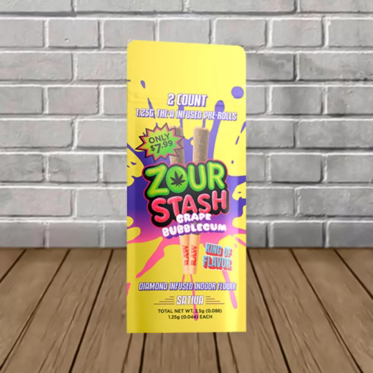 Zour Stash 1.25g THCa Diamond Preroll - Grape Bubblegum -- Sativa