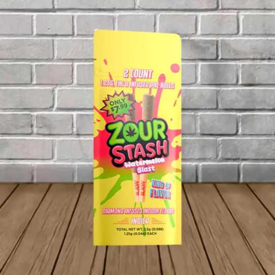Zour Stash 1.25g THCa Diamond Preroll - Watermelon Blast -- Indica