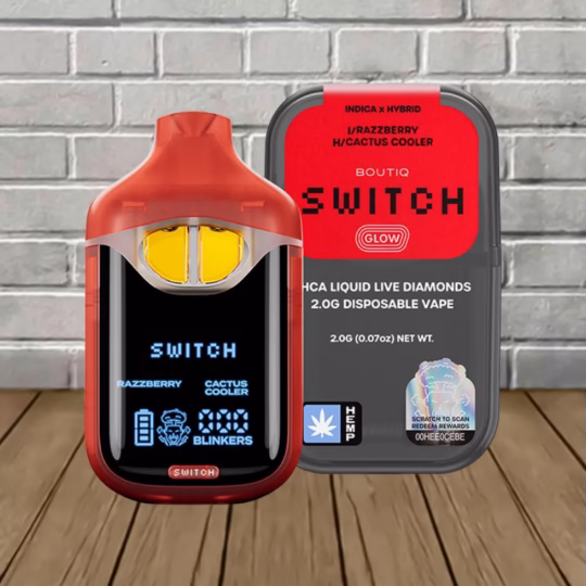 Boutiq Switch Glow THCa Liquid Diamonds Disposable 2g - Razzberry - Indica -- Cactus Cooler - Hybrid -- DISPOSABLE