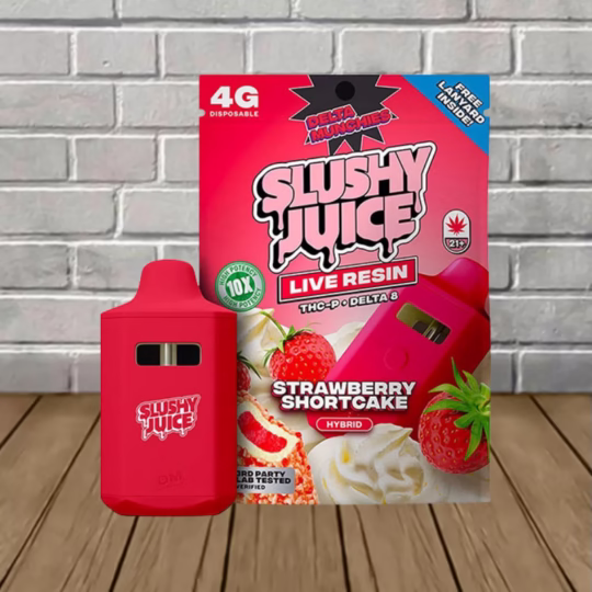 Delta Munchies Slushy Juice Live Resin THCp Delta-8 4g-Strawberry Shortcake -- Hybird -- DISPOSABLE