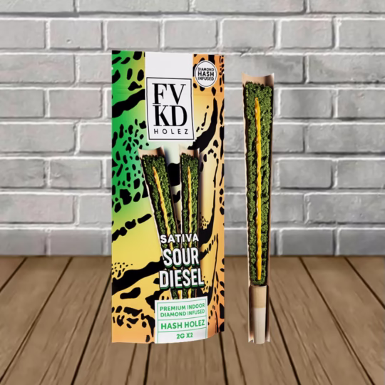 FVKD Diamond Hash Infused THCA Hash Holez Pre-Rolls 2G X2 - Sour Diesel -- Sativa