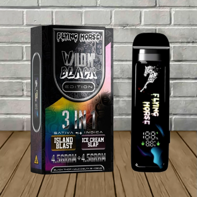Flying Horse Wild-N-Black 3-in-1 THC Disposable 9g - Island Blast -- Sativa + Ice Cream Slap -- Indica -- DISPOSABLE