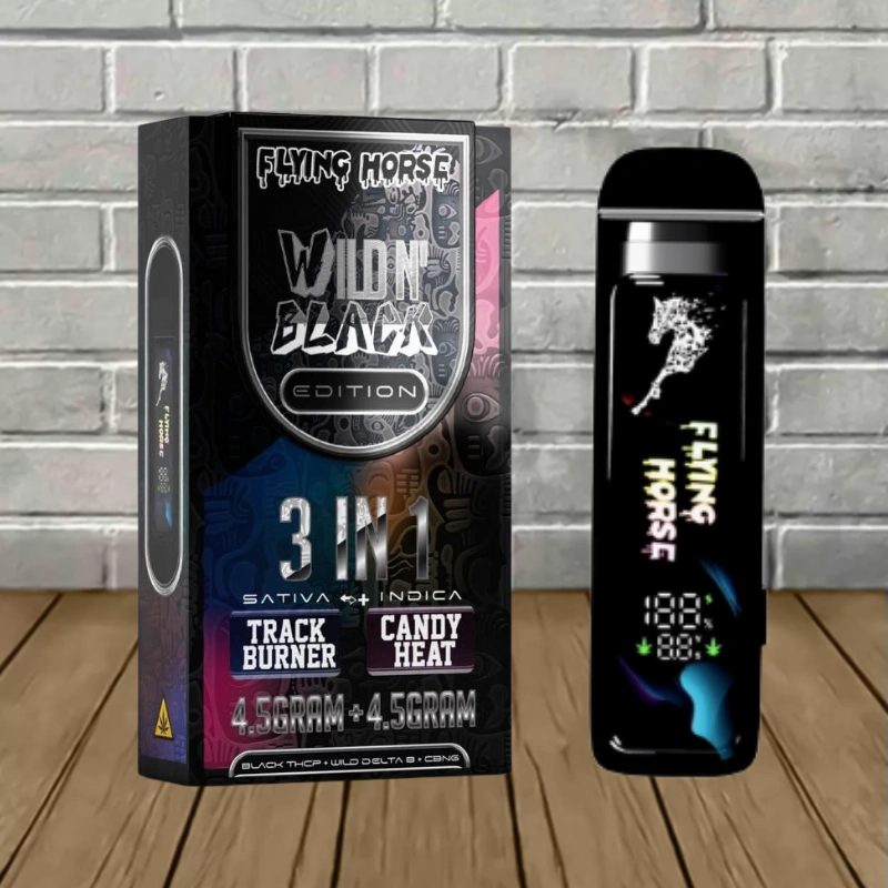 Flying Horse Wild-N-Black 3-in-1 THC Disposable 9g - Track Burner -- Sativa + Candy Heat -- Indica -- DISPOSABLE
