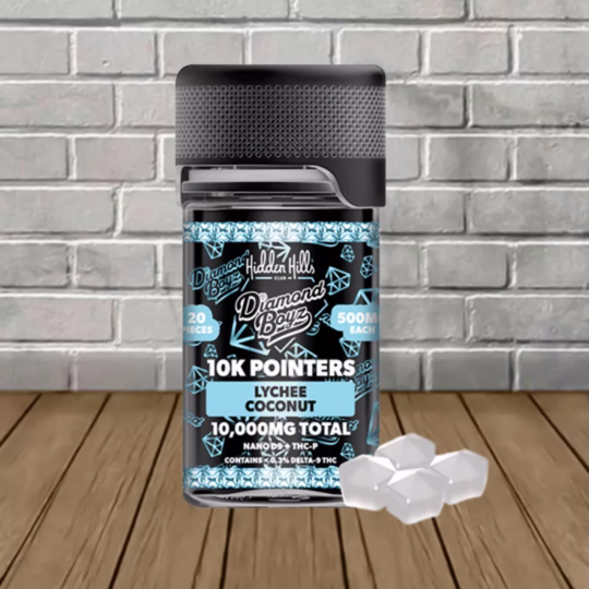 Hidden Hills Diamond Boyz 10K Pointers Gummies 20ct 10000mg - Lychee Coconut