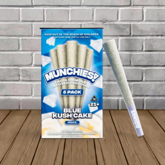 Munchies Diamond Infused THCa Preroll 5pack - Blue Kush Cake -- Indica