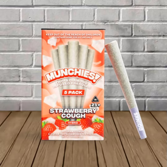 Munchies Diamond Infused THCa Preroll 5pack - Strawberry Cough -- Hybrid