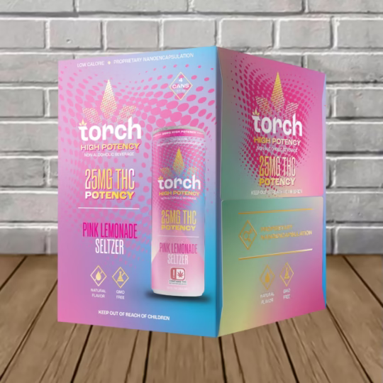 Torch High Potency 25mg THC Seltzer 4 pack - Pink Lemonade -- 4 Pack