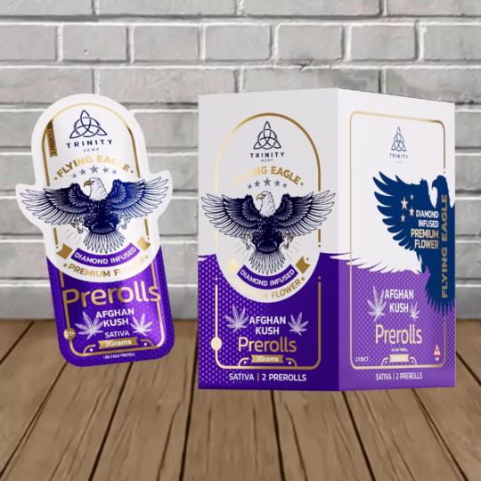 Trinity Flying Eagle Premium Diamond Infused THCa Prerolls 2 x 1.5g - Afghan Kush -- Sativa