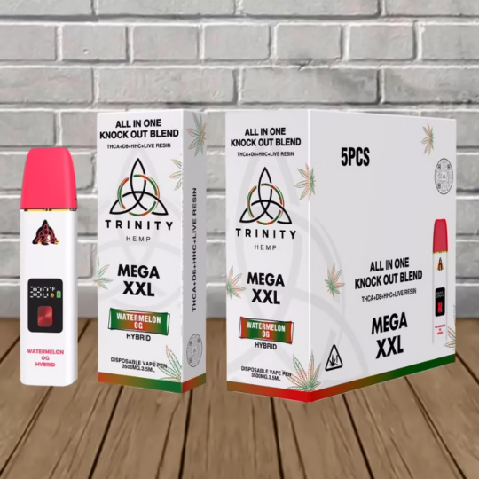 Trinity Mega THCa - D8 - HHC XXL 3.5g Disposable - Watermelon OG -- Hybrid -- DISPOSABLE