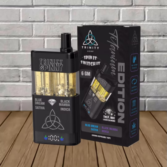 Trinity Spinny Titanium Edition THCp, HHC Liquid Diamond Edition 6g Disposable - Blue Dream - Sativa -- Black Mamba - Indica -- DISPOSABLE