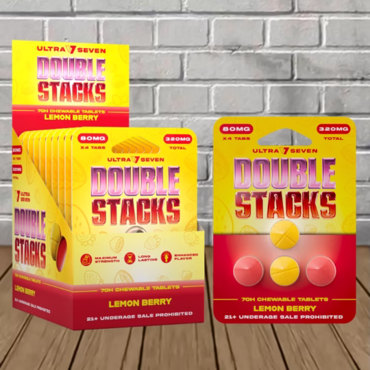 Ultra Seven Double Stacks 7-Oh Chewable Tablets 80mg - Lemon Berry — BULK CASE DEAL 10 X 4CT = 40 TABLETS