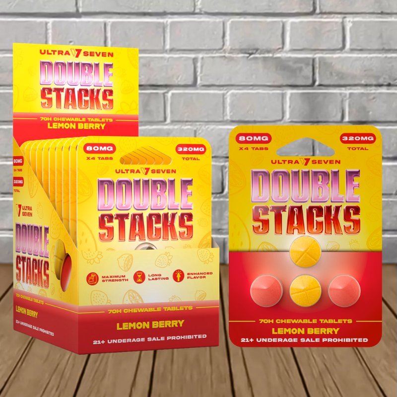 Ultra Seven Double Stacks 7-Oh Chewable Tablets 80mg - Lemon Berry — BULK CASE DEAL 10 X 4CT = 40 TABLETS