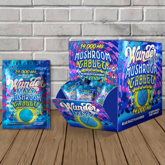 Wunder MAX Mushroom Tablets 14,000mg - Blue Razz -- 30 Tablets