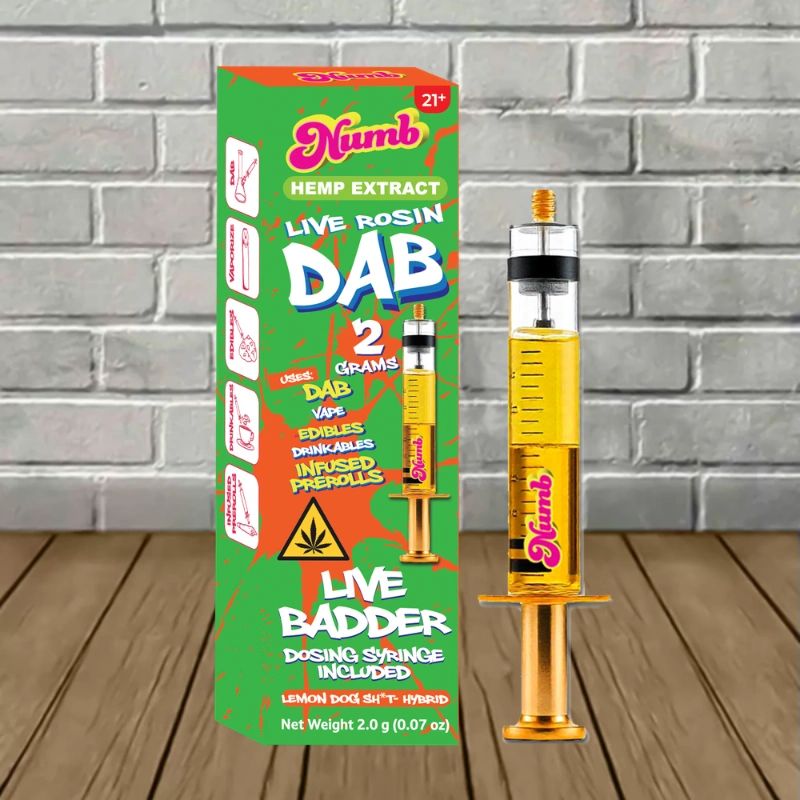 Numb Hemp Live Rosin + Badder THC Blend Dab Syringe 2g-Lemon Dog Sht -- Hybrid