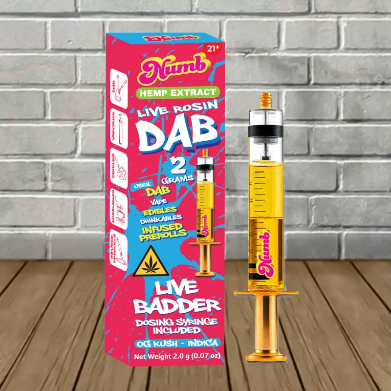 Numb Hemp Live Rosin + Badder THC Blend Dab Syringe 2g-OG Kush -- Indica