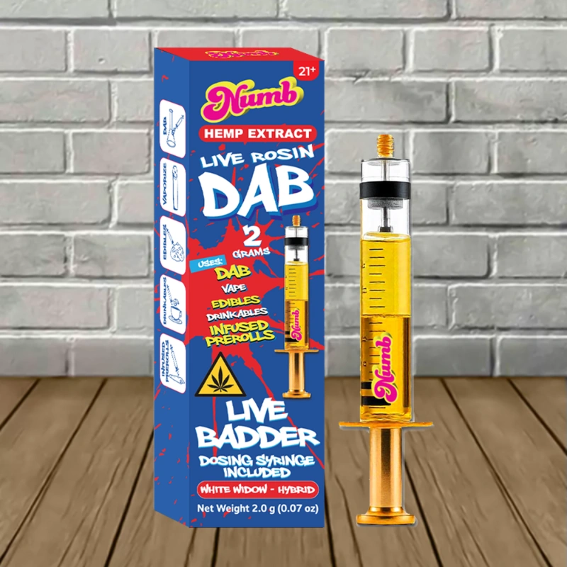 Numb Hemp Live Rosin + Badder THC Blend Dab Syringe 2g-White Widow -- Hybrid